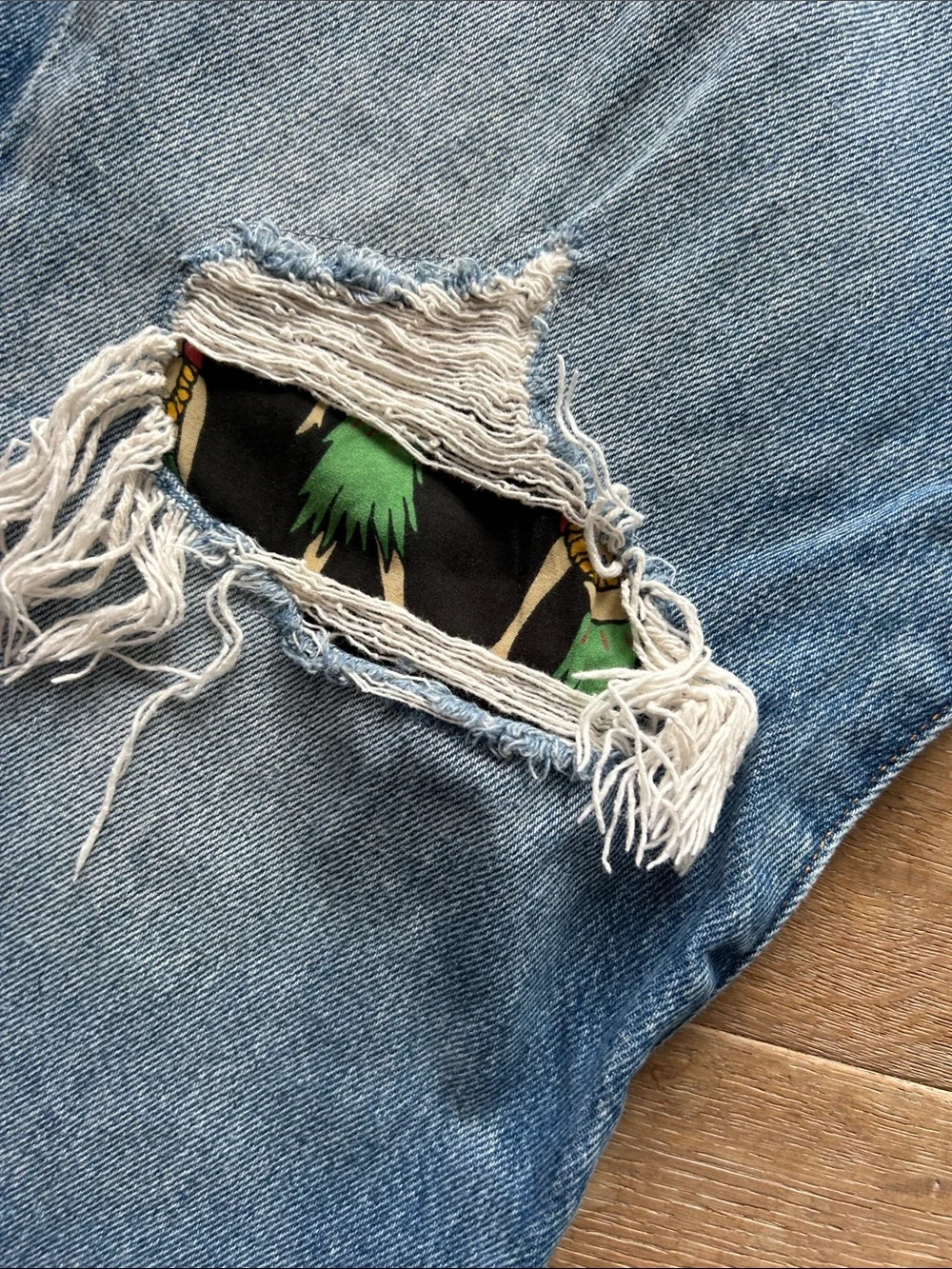 Levi’s Customized Men's 501 Straight Fit Ripped Denim Jeans - Blue